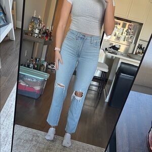 Madewell High Rise Light Blue Distressed Jeans